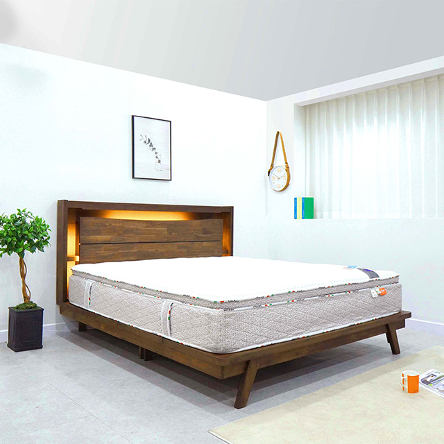 마틴 아카시아원목 침대 평상형 LED조명 원목 Q, K, LK 침대 프레임
